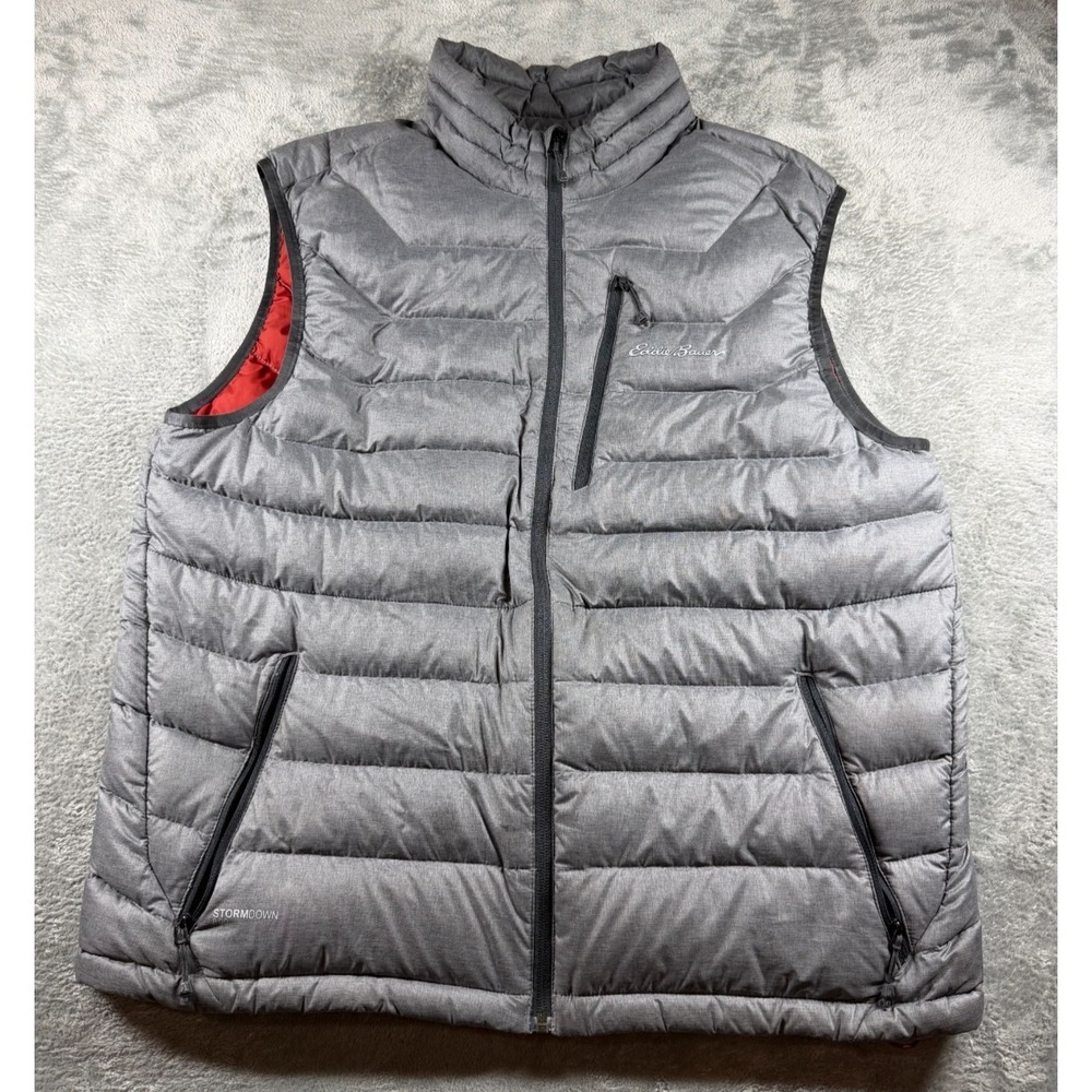 Eddie Bauer First Ascent StormDown 800 Vest Mens L Gray Puffer